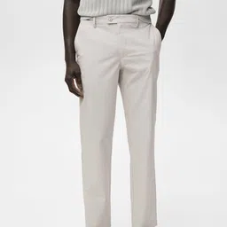 MANGO MAN Mid-Rise Pure Cotton Slim Fit Trousers-picture-45