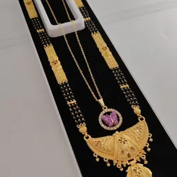 V.K.PAYAL.JEWELLERY Women Gold Plated Artificial Beads Mangalsutra-image-22