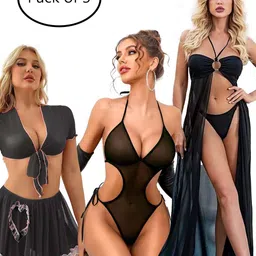 TrendVerse Pack Of 3 Halter Neck Baby Doll-image-1