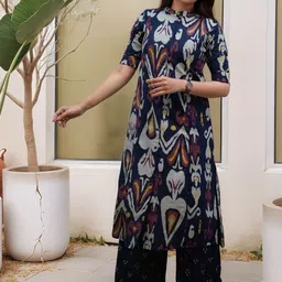 SZN Ethnic Motifs Printed Mandarin Collar Kurta With Palazzos-picture-20