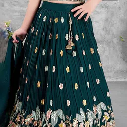Lagorii Girls Embroidered Sequinned Ready to Wear Lehenga & Blouse With Dupatta image 3