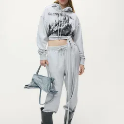 H&M Tie-Detail Printed Hoodie image 2