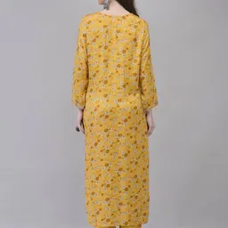 Aralia Floral Printed Round Neck Sequinned Pure Cotton Straight Kurta With Trousers image 2