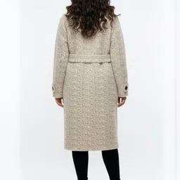 Hallinton Women Notched Lapel Regular Fit Self-Design Double-Breasted Overcoat image 2