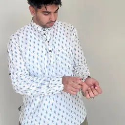 Disha R Dot Men Woven Design Cotton Kurtas image 5