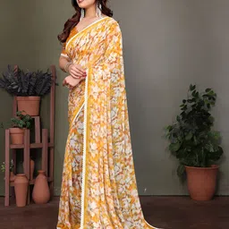 Ambuja International Floral Print Embroidered Pure Georgette Saree image 5