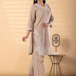 Readiprint Women Ethnic Motifs Embroidered Regular Thread Work Pure Cotton Kurta with Trousers image 5