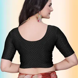 TANISHM FEB TEX Self Design Round Neck Saree Blouse image 3