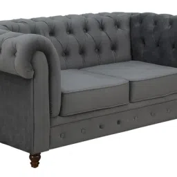 amberville from pepperfry Cheshire Velvet 2 Seater Sofa In Fossil Grey Colour image 5