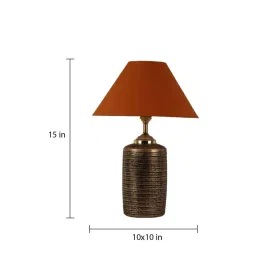 Orange Shade Table Lamp With Antique Terracotta Base by Foziq image 4