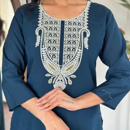 VS MALL Women Embroidered Regular Thread Work Kurta with Trousers & With Dupatta image 2