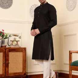 MULTI SHADES Striped Mandarin Collar Straight Kurta With Trouser image 4