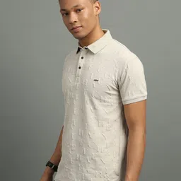 FROSEN FOX Men Self Design Polo Collar T-shirt image 3