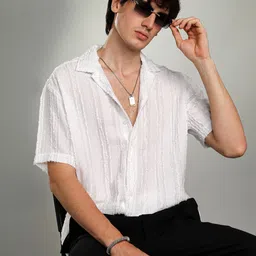 Campus Sutra Men Comfort Cuban Collar Solid Cotton Oversized Casual Shirt-picture-33