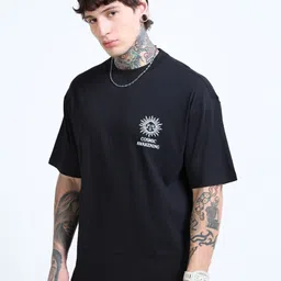 glitchez Men Graphic Printed Round Neck Pure Cotton Oversized T-shirt image 3