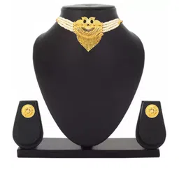 sdr Pearl choker necklace earrings jewellery set image 4