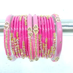 SAVORADE Set Of 16 Pink Glass Bangle-picture-39