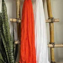 velora Pure Cotton Solid Orange, White Women Dupatta image 3