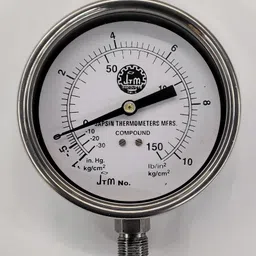 -30 to 150 PSI Dial Pressure Gauge Dia 6"/150MM, SS Body, Bottom Connection 3/8" Ring Gauge-image-9