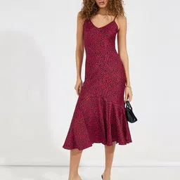 Styli Women Animal Print Strappy A-Line Midi Dress-image-56