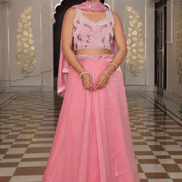 KALINI Embellished Sequinned Semi-Stitched Lehenga & Unstitched Blouse With Dupatta-picture-35