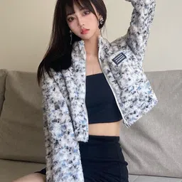 KPOP Women Crop Open Front Jacket image 4