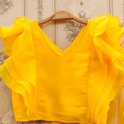 JOVK DESIGN Girls Tie And Dye Printed V Neck Georgette Blouse & Lehenga image 4