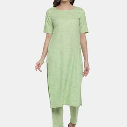 Aarsha Geometric Printed Pure Cotton Straight Kurta With Trousers image 1