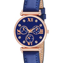 CSAMON Women Round Dial & Bracelet Style Straps Analogue Watch C34RG BLU Mina Leather-picture-26