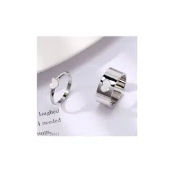 Teeragaj Set Of 2 Stainless Steel Couple Adjustable Finger Rings-picture-16