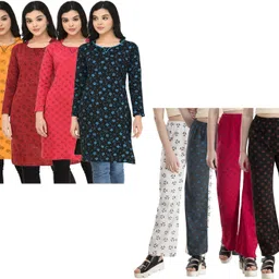 Pack of 8 Women Printed Wool Straight Kurta-image-72