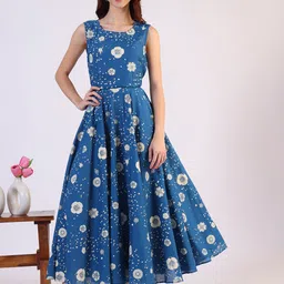 W Women Floral Printed Pure Cotton Fit and Flare Maxi Dress-image-56