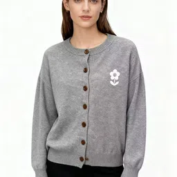 Outzidr Women Cardigan with Applique Detail-picture-38