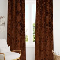 B' Decorlish Brown 2 Pieces Ethnic Motifs Printed Room Darkening Velvet Door Curtain-image-45