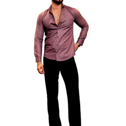KHUSHI CREATION Men Original Fit Solid Spread Collar Cotton Casual Shirt image 5