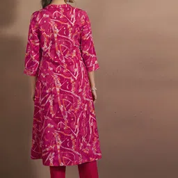 Anouk Women Printed Regular Gotta Patti Chanderi Silk Kurta with Trousers image 4