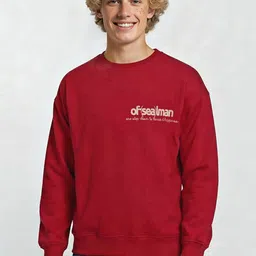 Mast & Harbour Typography Printed Relaxed Fit Fleece Sweatshirt-picture-27