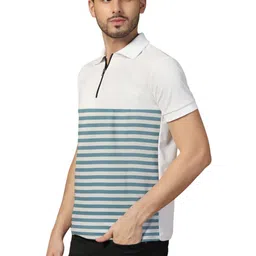 BEYOU FASHION Men Striped Polo Collar T-shirt image 5
