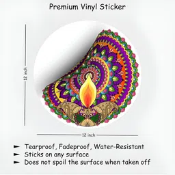 Meenakshi Decor Blue & Yellow Colorful Diwali Diya Festival Floor Sticker-image-14