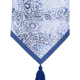 MASPAR Blue & White Motifs Printed Pure Cotton Table Runner image 3