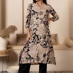 SHIVARA Women Floral Printed Regular Pure Cotton Kurta with Trousers-picture-36