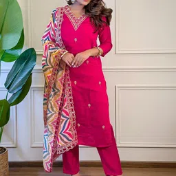 Siya Fashion Women Embroidered Regular Kurta with Trousers & With Dupatta-image-63