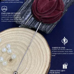 INVICTUS Men Floral Shaped Minimal Lapel Pin Brooch image 2