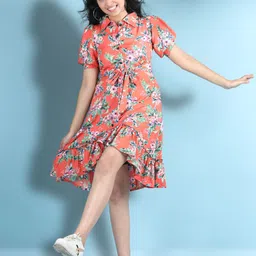 Cutiekins Floral Print Puff Sleeve Fit & Flare Dress image 4