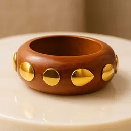 ATIBELLE Women Brass Gold-Plated Textured Bangle-image-3