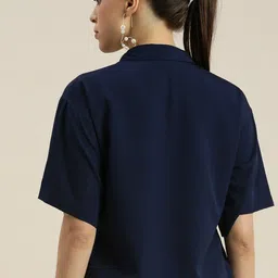 encore by invictus Women Regular Fit Solid Spread Collar Casual Shirt image 3