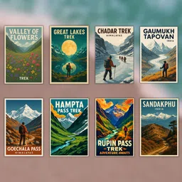 ekdali Mountain Climber Poster | Chadar Trek, Gaumukh Tapovan, Goechala Pass, Great Lakes Trek | Wall Decor for Men | Adventure Travel Prints Paper Print-picture-11