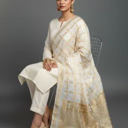 kamya fashion Nylon Solid White Women Dupatta-picture-27