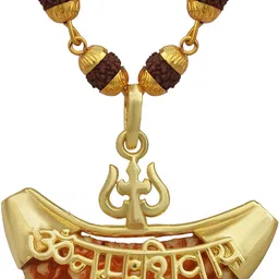 omkar jewel EK Mukhi Rudraksha with Rudraksha Mala/Chain Gold-plated Brass Pendant-picture-23
