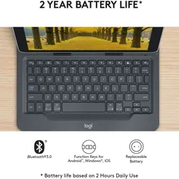 Logitech Universal Folio (7th, 8th & 9th Gen) Precision trackpad, Smart Connector Tech Bluetooth Handheld Tablet Keyboard Compatible with Desktop, Laptop, Mac Universal Folio (7th, 8th & 9th Gen) Precision trackpad, Smart Connector Tech image 4